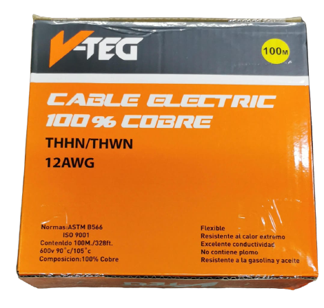 CABLE ELE 12 VT-222045 NEGRO V-TEG