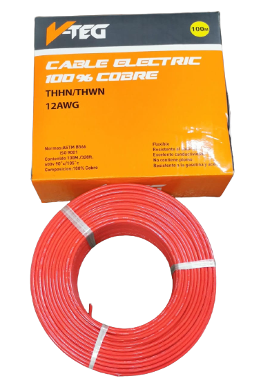 CABLE ELE 12 VT-222046 ROJO V-TEG